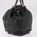 Miu Miu Hand Bag Leather Black Gold Auth 185627V-5