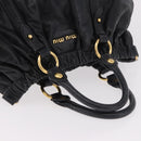 Miu Miu Hand Bag Leather Black Gold Auth 185627V-6