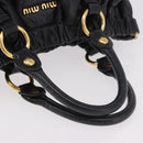 Miu Miu Hand Bag Leather Black Gold Auth 185627V-7