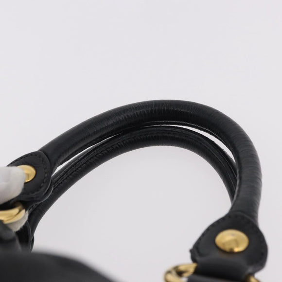 Miu Miu Hand Bag Leather Black Gold Auth 185627V
