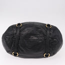 Miu Miu Hand Bag Leather Black Gold Auth 185627V-9