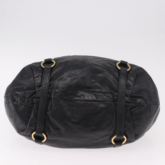 Miu Miu Hand Bag Leather Black Gold Auth 185627V