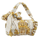 FENDI Zucca Canvas Mamma Baguette Bag Nylon 2way Beige Gold Auth 185628SAM-1