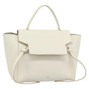 CELINE Micro Belt Hand Bag Leather White Gold Auth 185630V-1