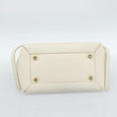 CELINE Micro Belt Hand Bag Leather White Gold Auth 185630V-10