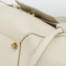 CELINE Micro Belt Hand Bag Leather White Gold Auth 185630V-11