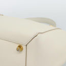 CELINE Micro Belt Hand Bag Leather White Gold Auth 185630V-13