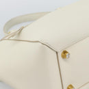 CELINE Micro Belt Hand Bag Leather White Gold Auth 185630V-14