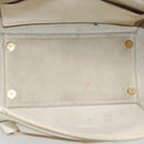 CELINE Micro Belt Hand Bag Leather White Gold Auth 185630V-19