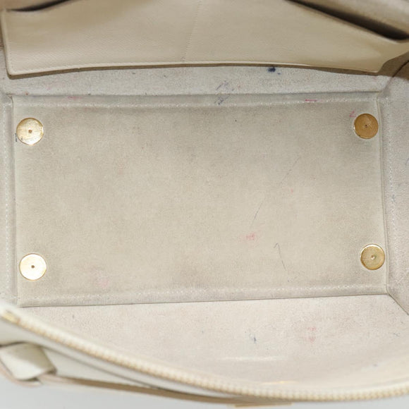 CELINE Micro Belt Hand Bag Leather White Gold Auth 185630V