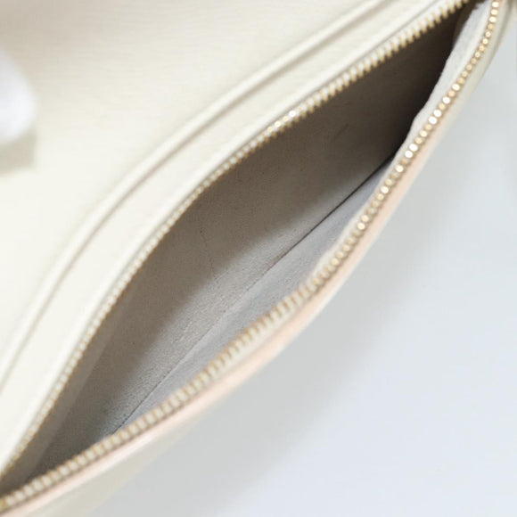 CELINE Micro Belt Hand Bag Leather White Gold Auth 185630V