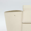 CELINE Micro Belt Hand Bag Leather White Gold Auth 185630V-4