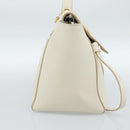 CELINE Micro Belt Hand Bag Leather White Gold Auth 185630V-5