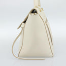 CELINE Micro Belt Hand Bag Leather White Gold Auth 185630V-6