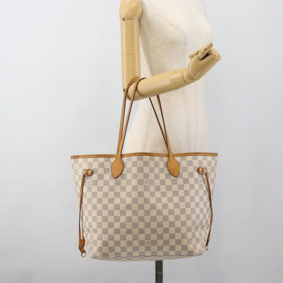 LOUIS VUITTON Damier Azur Neverfull MM Tote Bag N41605 LV Auth 185639