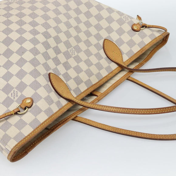 LOUIS VUITTON Damier Azur Neverfull MM Tote Bag N41605 LV Auth 185639