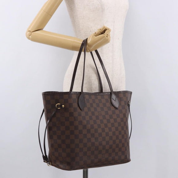 LOUIS VUITTON Damier Ebene Neverfull MM Tote Bag N51105 LV Auth 185640