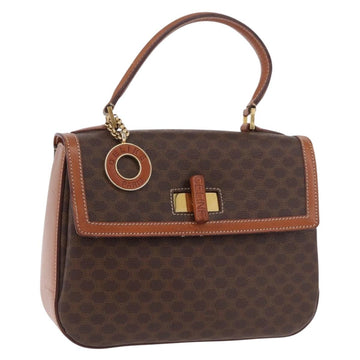 CELINE Macadam Canvas Hand Bag PVC Leather Brown Gold Auth 185642