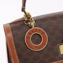 CELINE Macadam Canvas Hand Bag PVC Leather Brown Gold Auth 185642-18