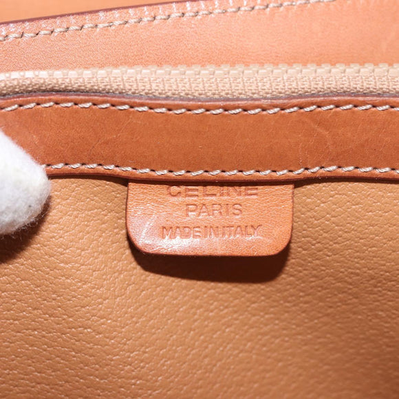CELINE Macadam Canvas Hand Bag PVC Leather Brown Gold Auth 185642