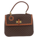 CELINE Macadam Canvas Hand Bag PVC Leather Brown Gold Auth 185642-13