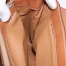 CELINE Macadam Canvas Hand Bag PVC Leather Brown Gold Auth 185642-25