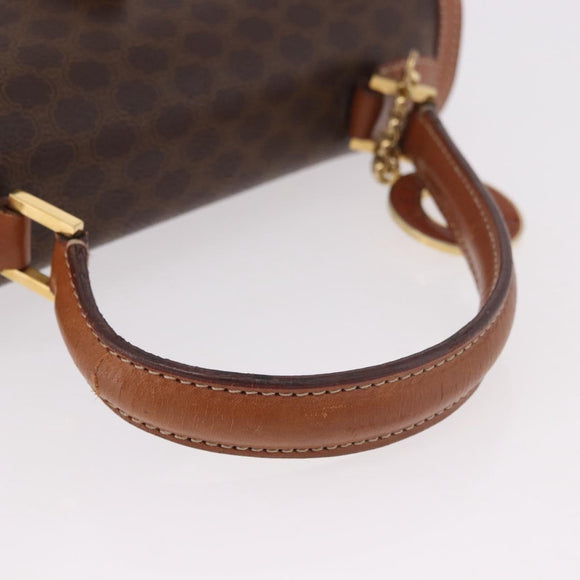 CELINE Macadam Canvas Hand Bag PVC Leather Brown Gold Auth 185642