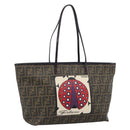 FENDI Zucca Canvas Tote Bag PVC Black Brown Auth 185643V-1