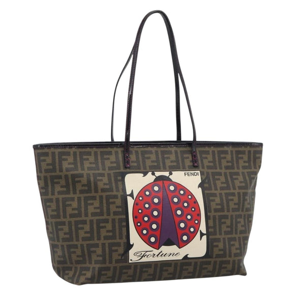 FENDI Zucca Canvas Tote Bag PVC Black Brown Auth 185643V