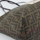 FENDI Zucca Canvas Tote Bag PVC Black Brown Auth 185643V-14