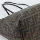 FENDI Zucca Canvas Tote Bag PVC Black Brown Auth 185643V-16