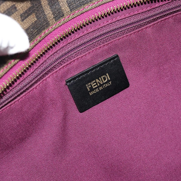 FENDI Zucca Canvas Tote Bag PVC Black Brown Auth 185643V