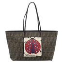 FENDI Zucca Canvas Tote Bag PVC Black Brown Auth 185643V-13