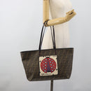 FENDI Zucca Canvas Tote Bag PVC Black Brown Auth 185643V-22