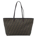 FENDI Zucca Canvas Tote Bag PVC Black Brown Auth 185643V-2