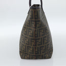 FENDI Zucca Canvas Tote Bag PVC Black Brown Auth 185643V-4