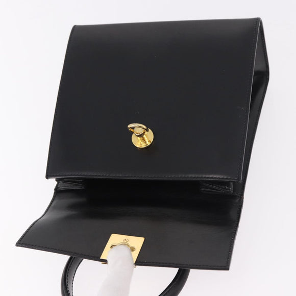 CELINE Hand Bag Leather Black Gold Auth 185644V