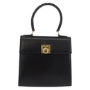 CELINE Hand Bag Leather Black Gold Auth 185644V-2