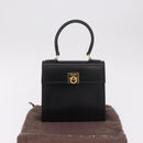 CELINE Hand Bag Leather Black Gold Auth 185644V-23