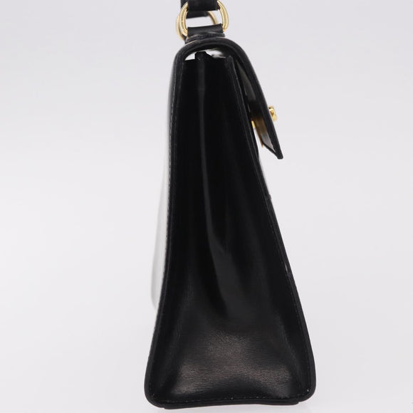CELINE Hand Bag Leather Black Gold Auth 185644V