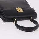 CELINE Hand Bag Leather Black Gold Auth 185644V-6