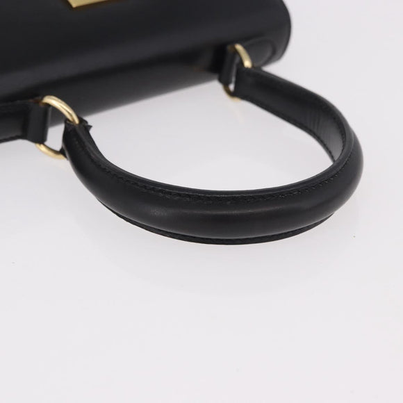 CELINE Hand Bag Leather Black Gold Auth 185644V