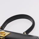 CELINE Hand Bag Leather Black Gold Auth 185644V-8