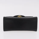 CELINE Hand Bag Leather Black Gold Auth 185644V-9