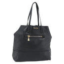 Miu Miu Tote Bag Leather Black Gold Auth 185646A-1