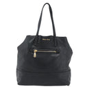Miu Miu Tote Bag Leather Black Gold Auth 185646A-2