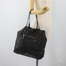 Miu Miu Tote Bag Leather Black Gold Auth 185646A-23