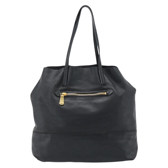 Miu Miu Tote Bag Leather Black Gold Auth 185646A