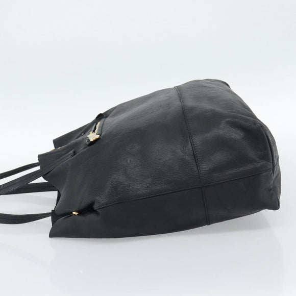 Miu Miu Tote Bag Leather Black Gold Auth 185646A