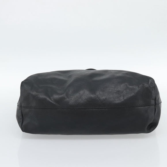 Miu Miu Tote Bag Leather Black Gold Auth 185646A